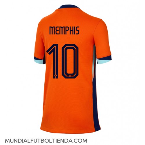 Camiseta Países Bajos Memphis Depay #10 Primera Equipación Replica Eurocopa 2024 para mujer mangas cortas